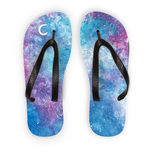 Open image in slideshow, WHITE LION STARRY NIGHT Adult Flip Flops
